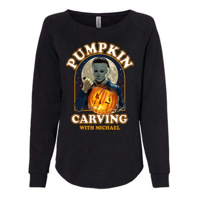 Funny Halloween Pumpkin Carving With Michael Womens California Wash Sweatshirt