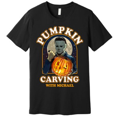 Funny Halloween Pumpkin Carving With Michael Premium T-Shirt