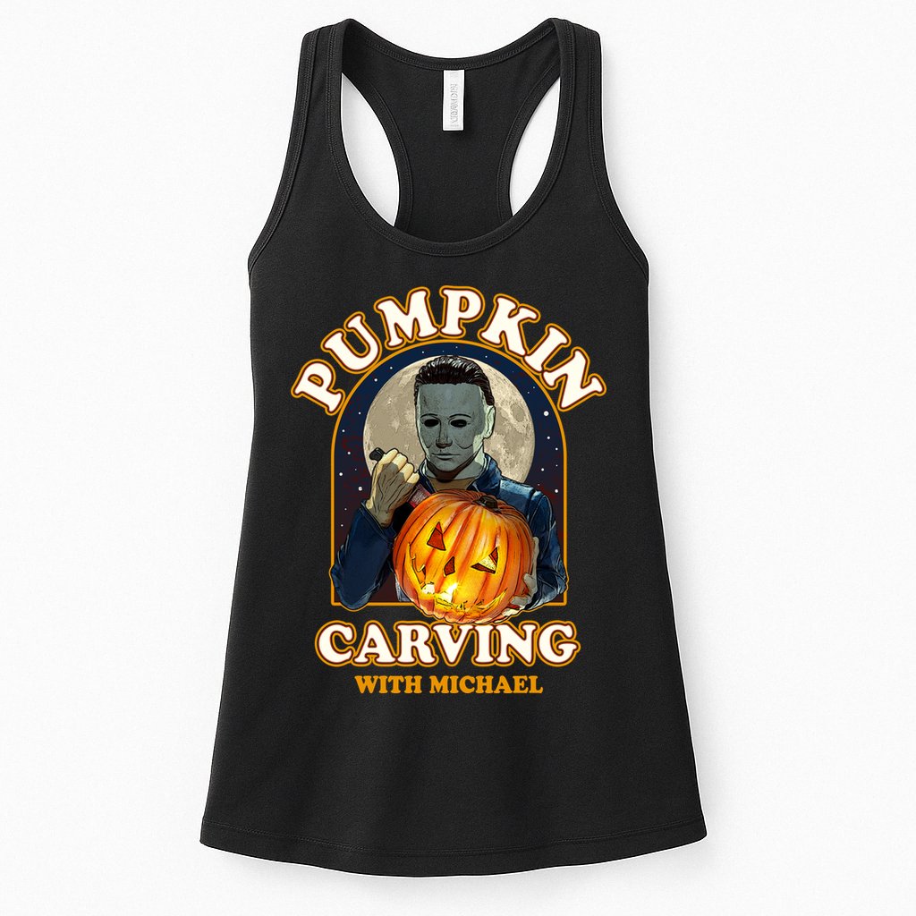 Funny Halloween Pumpkin Carving With Michael Womens Tank Top