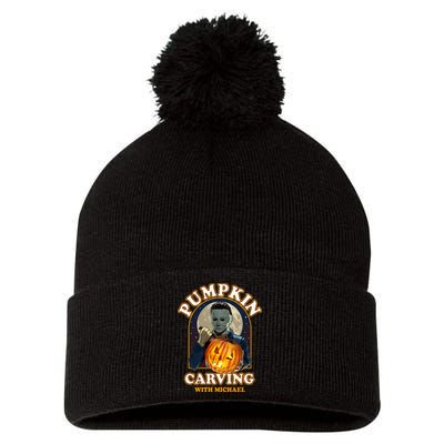 Funny Halloween Pumpkin Carving With Michael Pom Pom 12in Knit Beanie