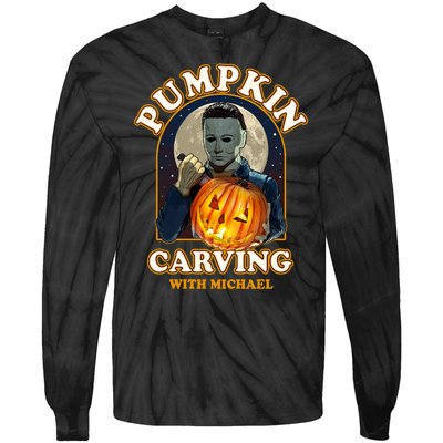 Funny Halloween Pumpkin Carving With Michael Tie-Dye Long Sleeve Shirt