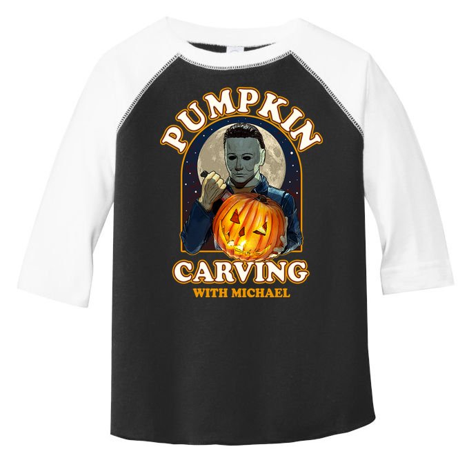 Funny Halloween Pumpkin Carving With Michael Toddler Fine Jersey T-Shirt