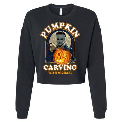 Funny Halloween Pumpkin Carving With Michael Cropped Pullover Crew