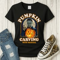 Funny Halloween Pumpkin Carving With Michael Womens T-Shirt