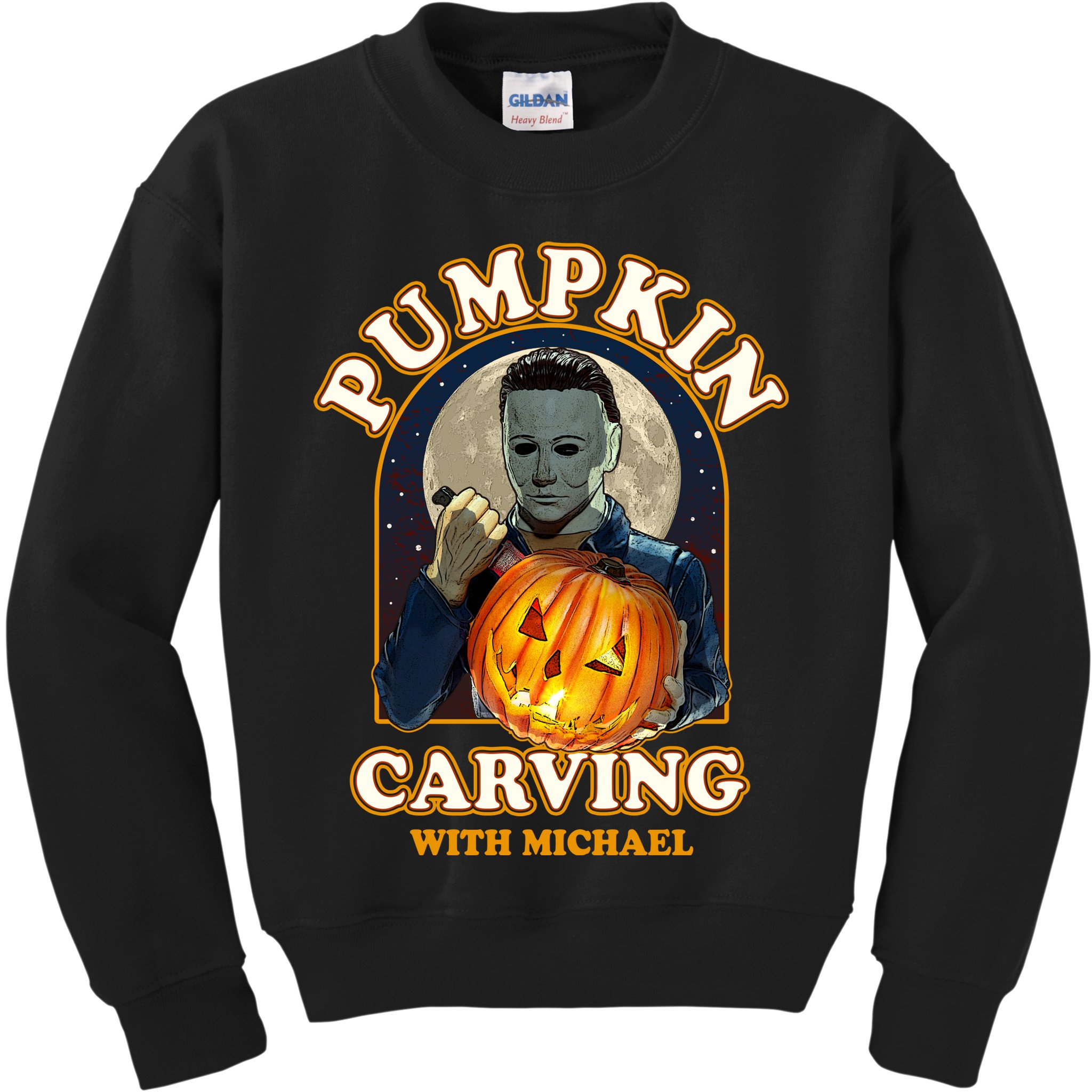 Funny Halloween Pumpkin Carving With Michael Kids Sweatshirt