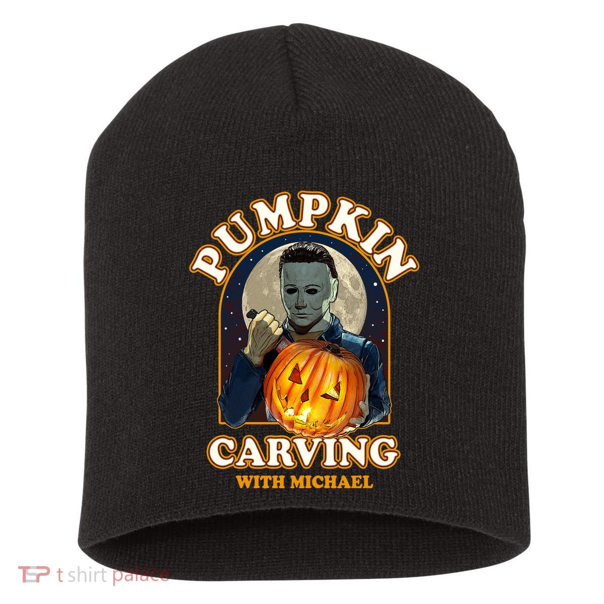 Funny Halloween Pumpkin Carving With Michael Short Acrylic Beanie