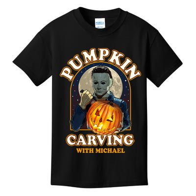 Funny Halloween Pumpkin Carving With Michael Kids T-Shirt
