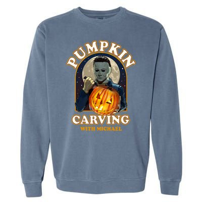 Funny Halloween Pumpkin Carving With Michael Garment-Dyed Sweatshirt