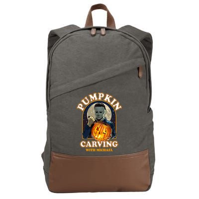 Funny Halloween Pumpkin Carving With Michael Cotton Canvas Backpack