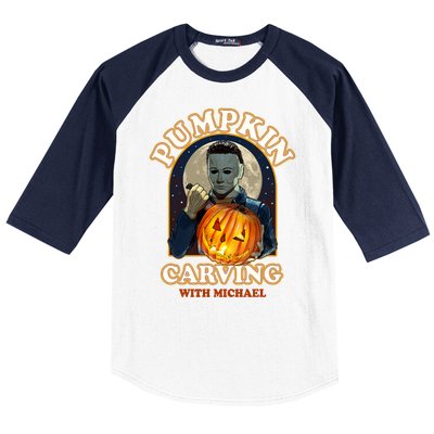 Funny Halloween Pumpkin Carving With Michael Baseball Sleeve Shirt