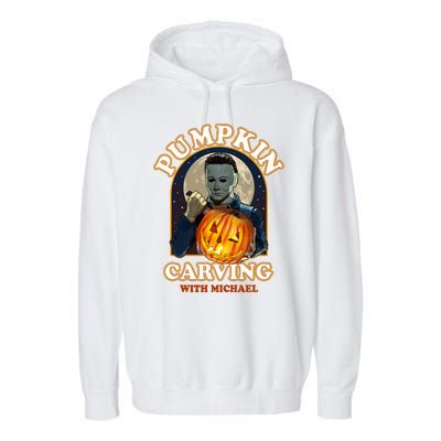 Funny Halloween Pumpkin Carving With Michael Garment-Dyed Fleece Hoodie