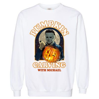 Funny Halloween Pumpkin Carving With Michael Garment-Dyed Sweatshirt