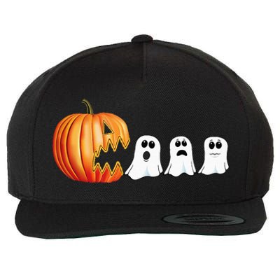 Funny Halloween Pumpkin Ghosts Jack O Lantern Wool Snapback Cap