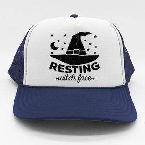 Funny Halloween Party Witch Hat Costume Resting Witch Face Cool Gift Trucker Hat