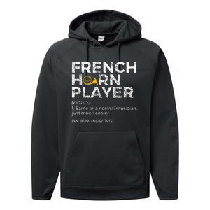 French Horn Player Definition Funny French Horn Performance Fleece Hoodie