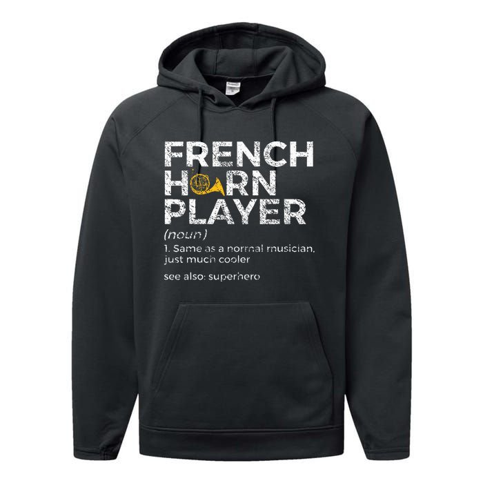 French Horn Player Definition Funny French Horn Performance Fleece Hoodie