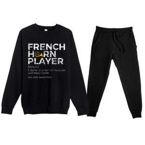 French Horn Player Definition Funny French Horn Premium Crewneck Sweatsuit Set