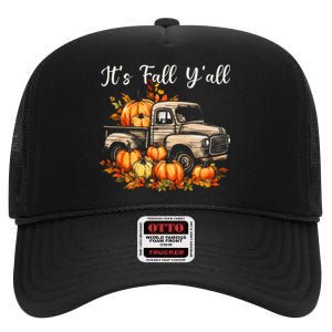 Fall Harvest Pumpkin Truck Autumn Tree Thanksgiving High Crown Mesh Back Trucker Hat