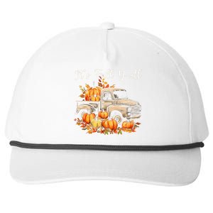 Fall Harvest Pumpkin Truck Autumn Tree Thanksgiving Snapback Five-Panel Rope Hat