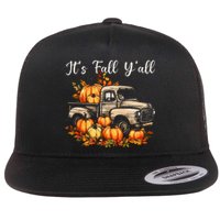 Fall Harvest Pumpkin Truck Autumn Tree Thanksgiving Flat Bill Trucker Hat