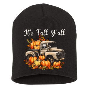 Fall Harvest Pumpkin Truck Autumn Tree Thanksgiving Short Acrylic Beanie