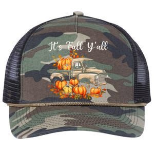 Fall Harvest Pumpkin Truck Autumn Tree Thanksgiving Retro Rope Trucker Hat Cap