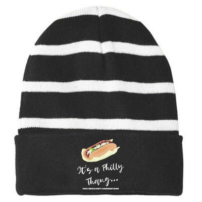 Funny Hoagie, Philadelphia Citizen, Its A Philly Thing Striped Beanie with Solid Band