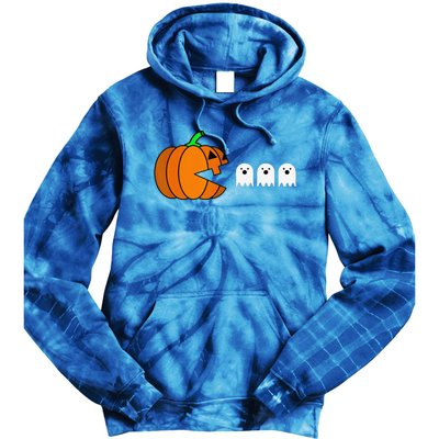 Funny Halloween Pumpkin Eating Ghost Gamer Tie Dye Hoodie