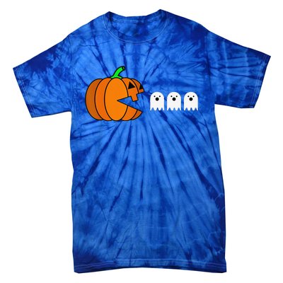 Funny Halloween Pumpkin Eating Ghost Gamer Tie-Dye T-Shirt