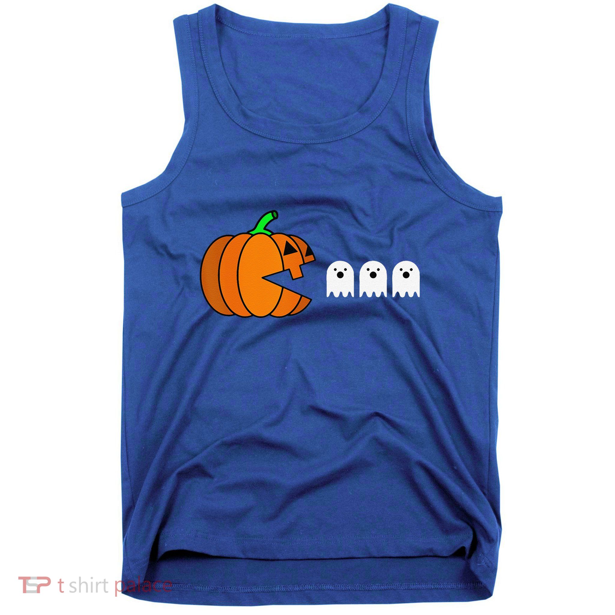 Funny Halloween Pumpkin Eating Ghost Gamer Tank Top