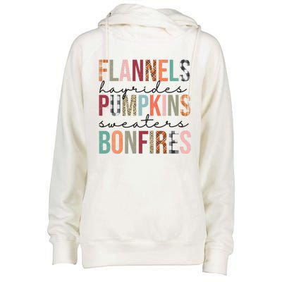 Flannels Hayrides Pumpkins Sweaters Bonfires Fall Autumn Womens Funnel Neck Pullover Hood