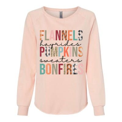 Flannels Hayrides Pumpkins Sweaters Bonfires Fall Autumn Womens California Wash Sweatshirt