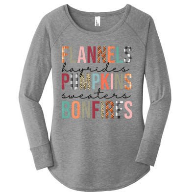 Flannels Hayrides Pumpkins Sweaters Bonfires Fall Autumn Women's Perfect Tri Tunic Long Sleeve Shirt