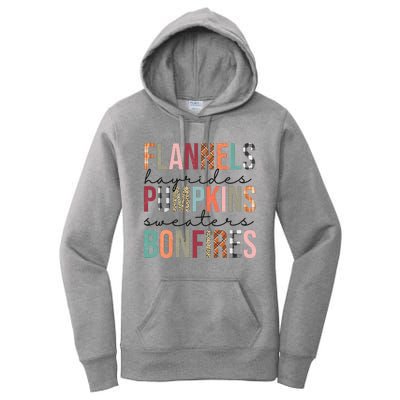 Flannels Hayrides Pumpkins Sweaters Bonfires Fall Autumn Women's Pullover Hoodie