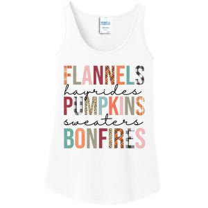 Flannels Hayrides Pumpkins Sweaters Bonfires Fall Autumn Ladies Essential Tank