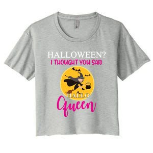 Funny Halloween Queen Flying Witch Funny Gift Women's Crop Top Tee