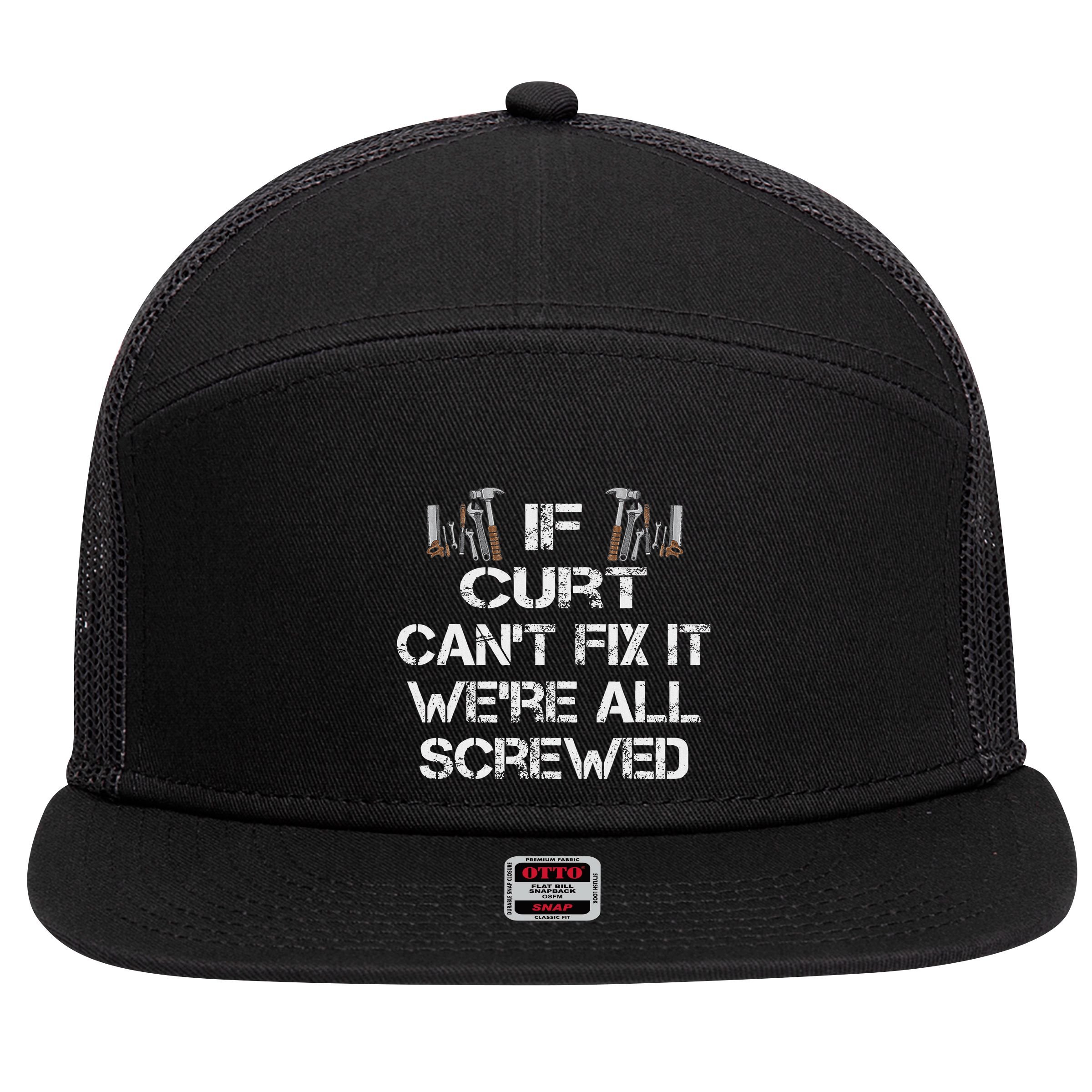 Funny Handyman Quote Personalized Curt Gift 7 Panel Mesh Trucker Snapback Hat