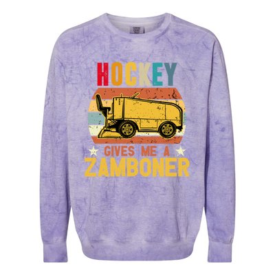 Funny Hockey Quotes Hockey Gives Me A Zamboner Vintage Funny Gift Colorblast Crewneck Sweatshirt