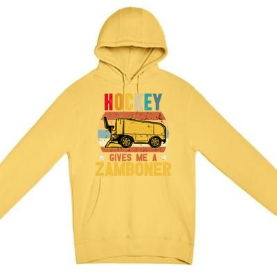 Funny Hockey Quotes Hockey Gives Me A Zamboner Vintage Funny Gift Premium Pullover Hoodie