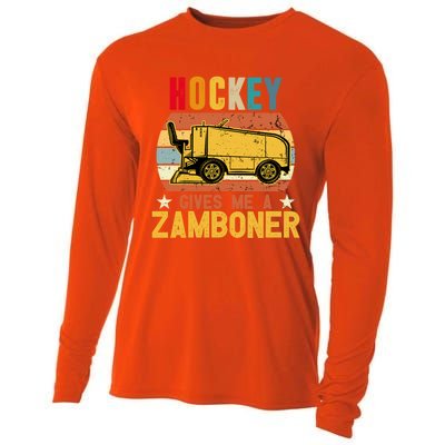 Funny Hockey Quotes Hockey Gives Me A Zamboner Vintage Funny Gift Cooling Performance Long Sleeve Crew