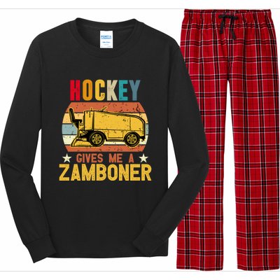 Funny Hockey Quotes Hockey Gives Me A Zamboner Vintage Funny Gift Long Sleeve Pajama Set