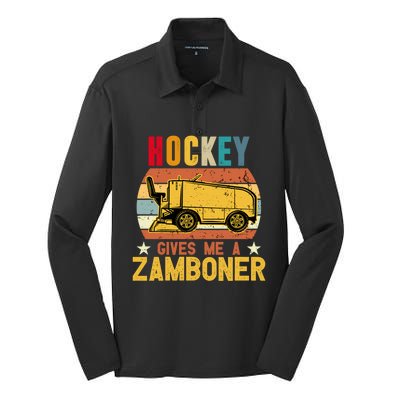 Funny Hockey Quotes Hockey Gives Me A Zamboner Vintage Funny Gift Silk Touch Performance Long Sleeve Polo