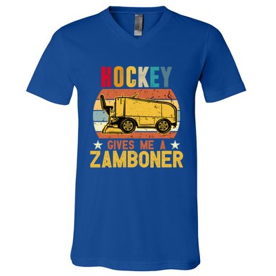 Funny Hockey Quotes Hockey Gives Me A Zamboner Vintage Funny Gift V-Neck T-Shirt