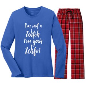 Funny Halloween Quote Im Not A Witch Im Your Wife Meaningful Gift Women's Long Sleeve Flannel Pajama Set 