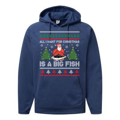 Funny Holiday Quote Outfit Gift Fishing Lover Ugly Christmas Gift Performance Fleece Hoodie