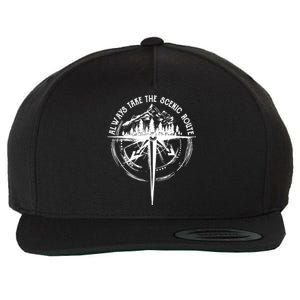 Funny Hiking Quote Always Take The Scenic Route Gift Wool Snapback Cap