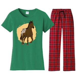 Farm Horse Running Women's Flannel Pajama Set