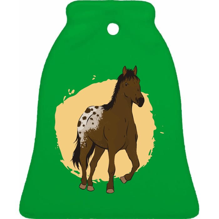 Farm Horse Running Ceramic Bell Ornament