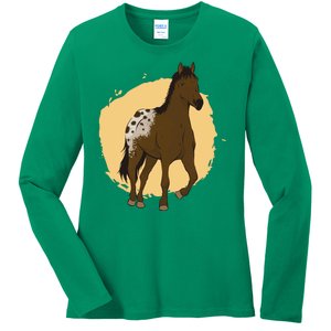 Farm Horse Running Ladies Long Sleeve Shirt