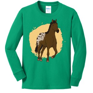 Farm Horse Running Kids Long Sleeve Shirt